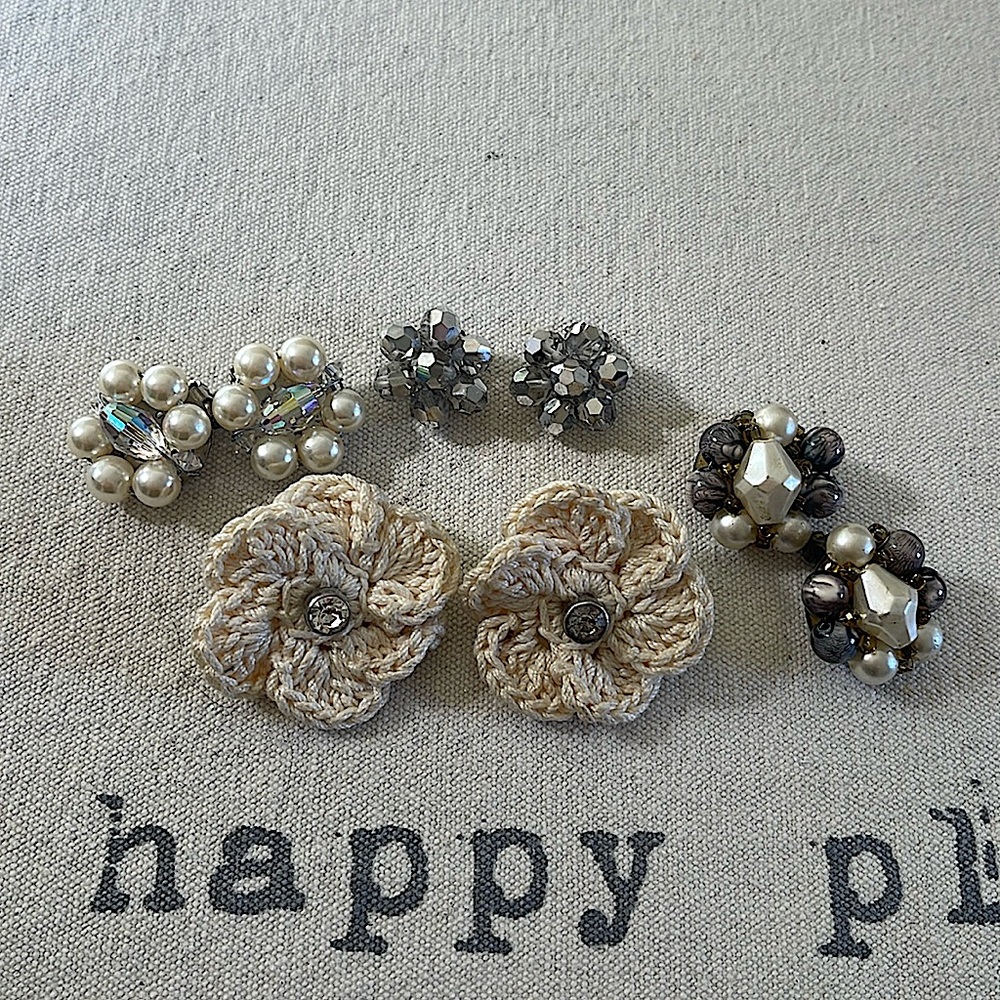 Vintage Clip on Ear rings/ set of 4 pair/Costume Jewelry